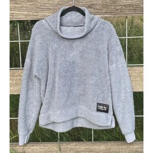 Calvin Klein Performance Gray Sherpa Fleece Pullover Cowl Neck Cozy Sweater